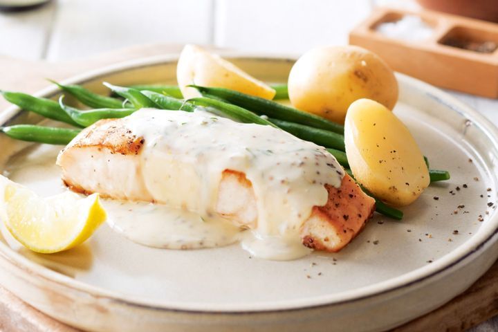 Cooking Fish Pan-fried fish with creamy mustard sauce
