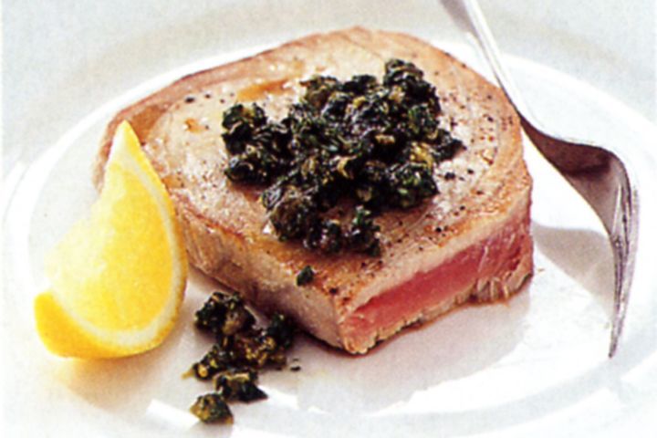 Cooking Fish Pan-fried tuna with salsa verde