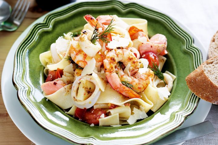 Cooking Fish Pappardelle marinara