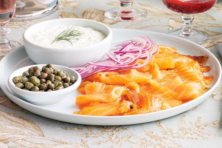 Cooking Fish Paprika-cured salmon with dill & horseradish cream