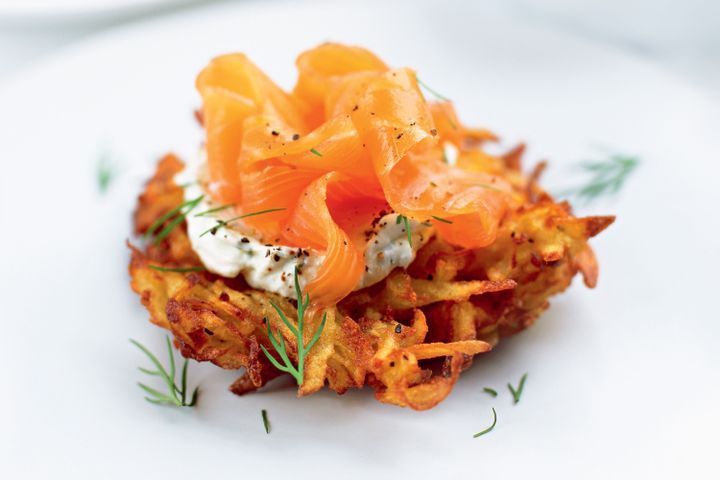 Cooking Fish Potato rosti with smoked salmon