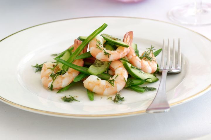 Cooking Fish Prawn, cucumber and bean starter