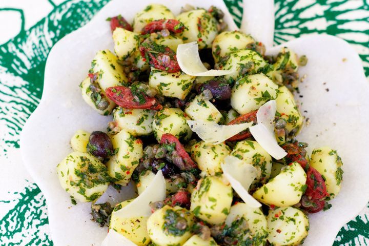 Cooking Fish Puttanesca potato salad