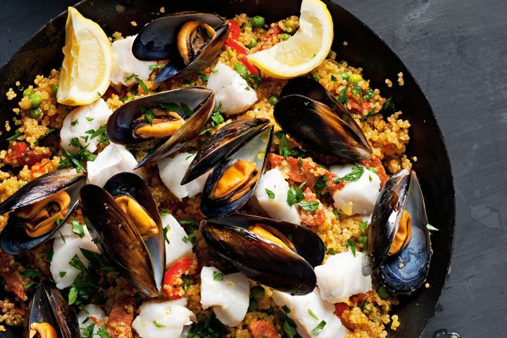 Cooking Fish Quinoa paella