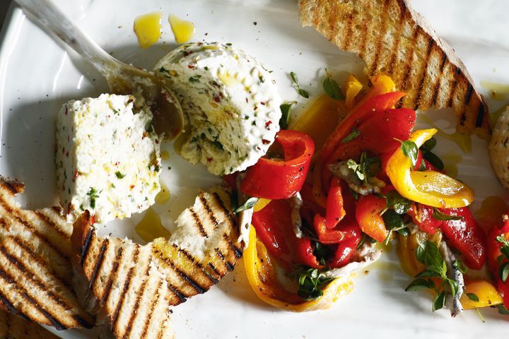 Cooking Fish Roasted capsicum with anchovies and ricotta