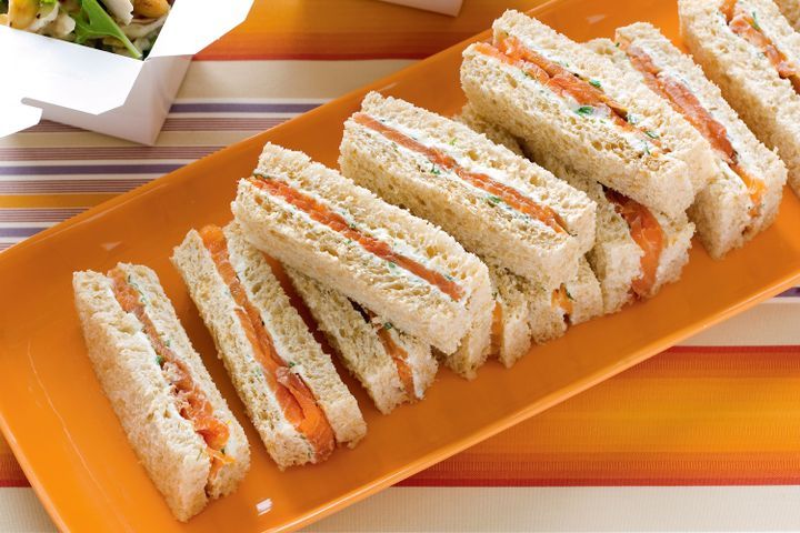 Cooking Fish Salmon and herb cream finger sandwiches