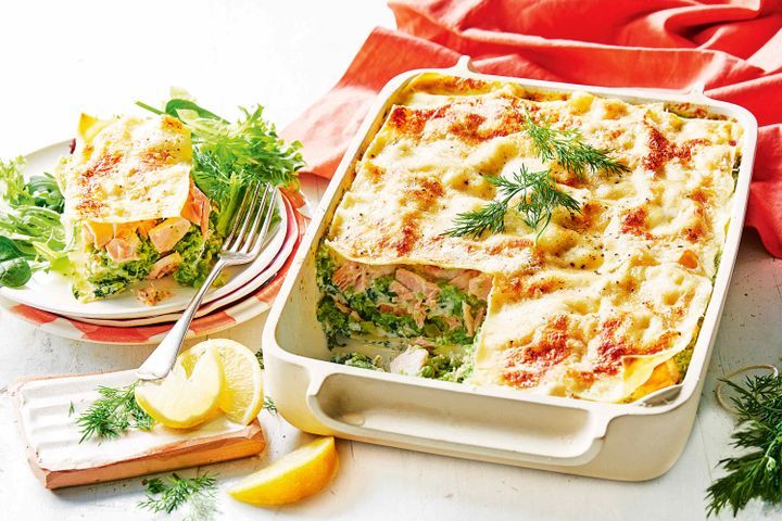 Cooking Fish Salmon and pea lasagne