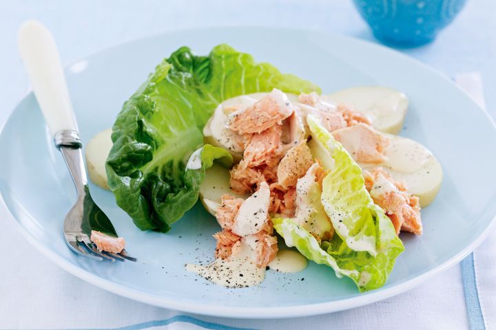 Cooking Fish Salmon and potato salad