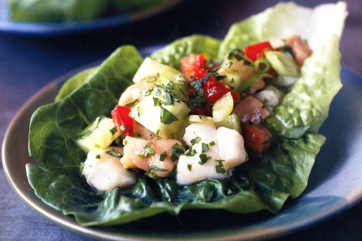 Cooking Fish Salmon and scallop ceviche