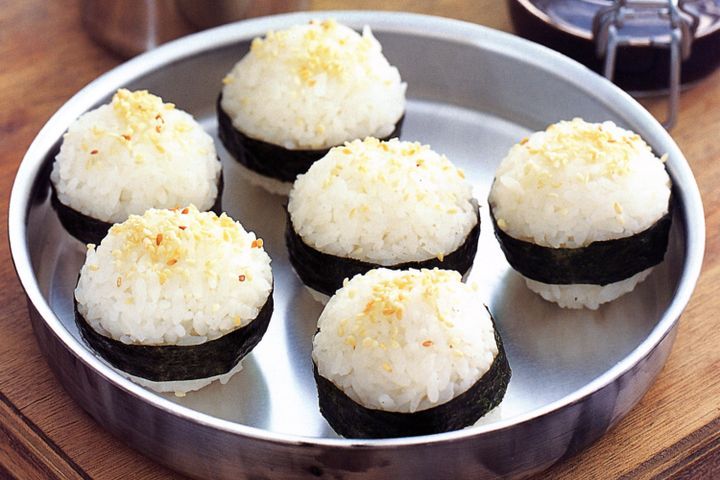 Cooking Fish Salmon and sesame rice balls