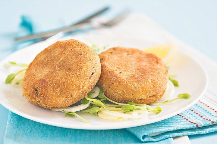 Cooking Fish Salmon and tarragon potato cakes