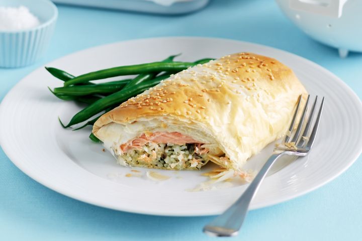 Cooking Fish Salmon & dill rice parcels