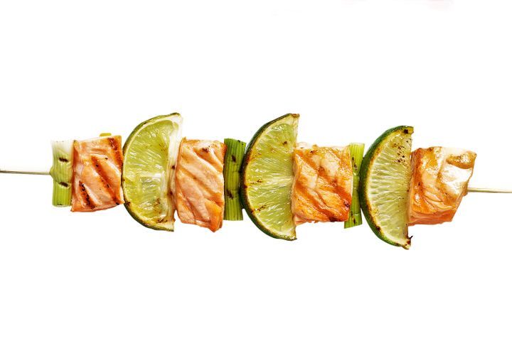 Cooking Fish Salmon & lime kebabs