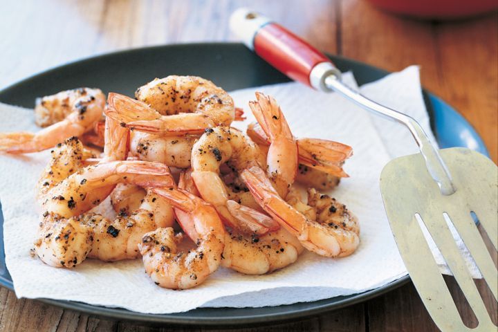 Cooking Fish Salt & pepper prawns with Asian slaw