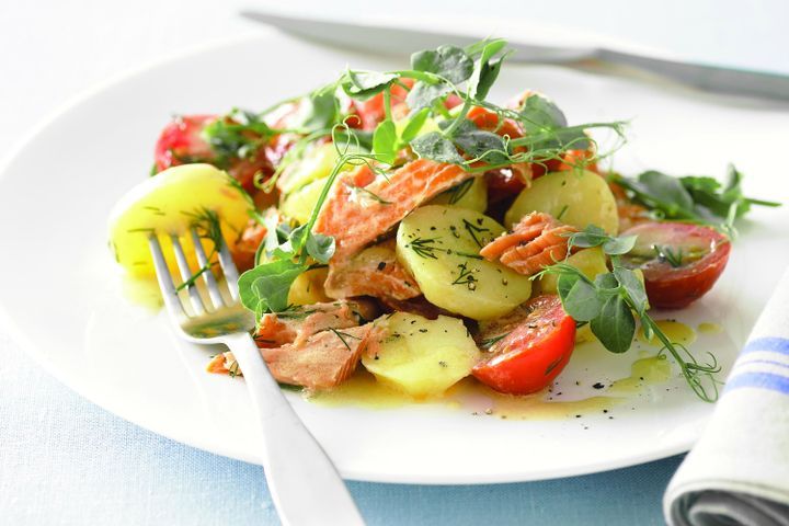 Cooking Fish Smoked-trout, potato and cherry tomato salad