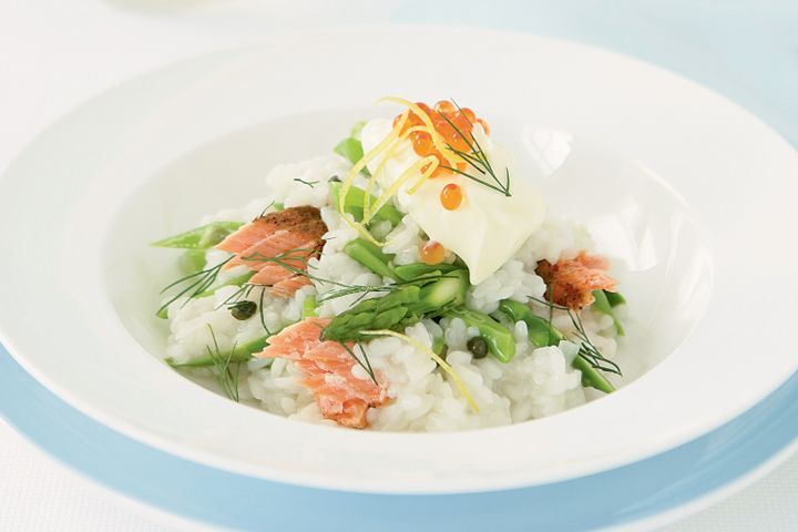 Cooking Fish Smoked ocean trout risotto with creme fraiche