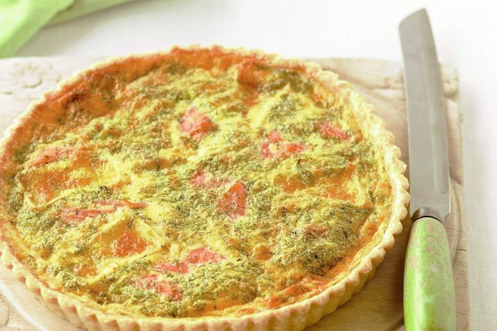 Cooking Fish Smoked salmon and camembert quiche