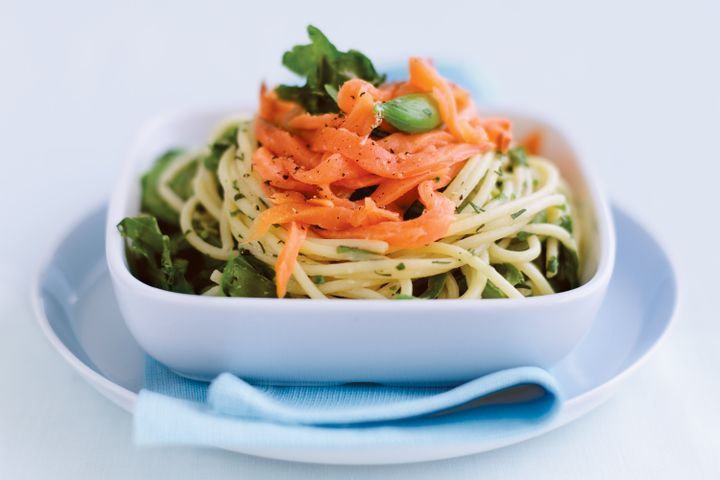 Cooking Fish Smoked salmon and mixed pea pasta