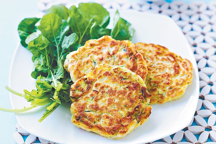 Cooking Fish Smoked salmon and zucchini fritters