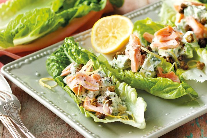 Cooking Fish Smoked salmon lettuce cups