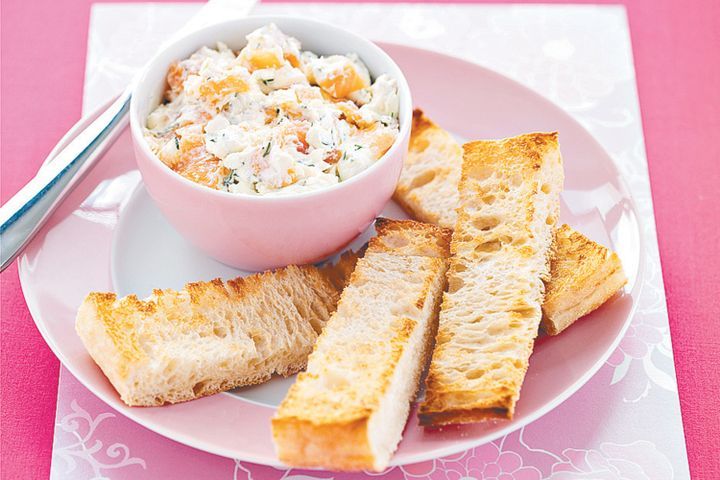 Cooking Fish Smoked salmon on toasted Turkish bread