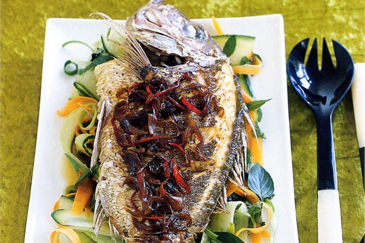 Cooking Fish Snapper with chilli jam
