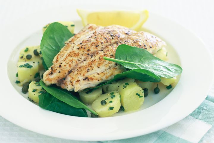 Cooking Fish Snapper with potato salad