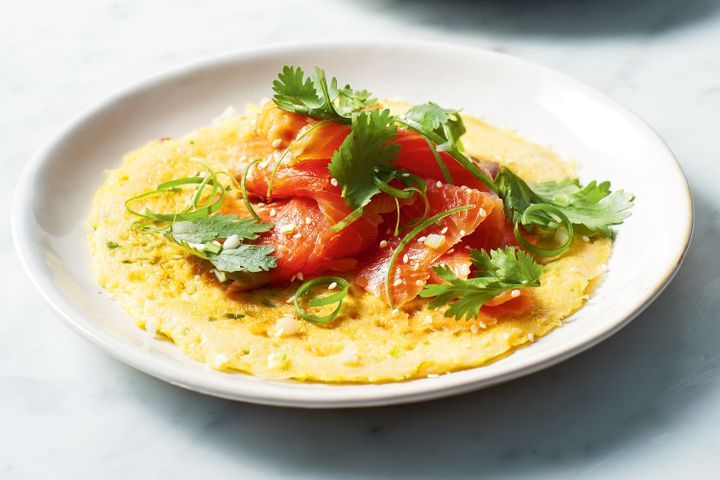 Cooking Fish Spring onion frittata with smoked ocean trout