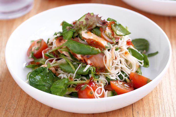 Cooking Fish Sticky salmon noodle salad