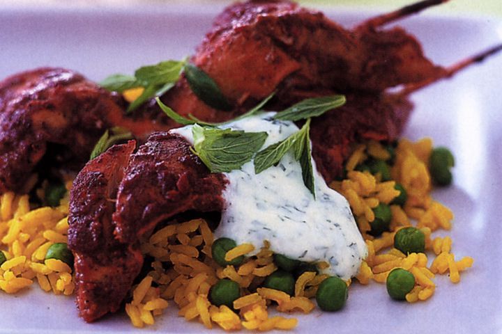 Готовим Fish Tandoori fish skewers with pea rice