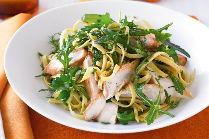 Cooking Fish Tea-smoked snapper with linguine