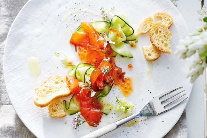Cooking Fish Treacle and whisky-cured salmon with quick-pickled cucumber