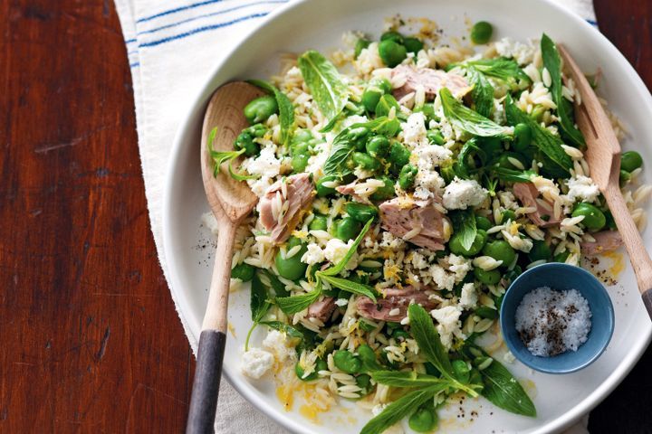 Cooking Fish Tuna, broad bean and risoni salad