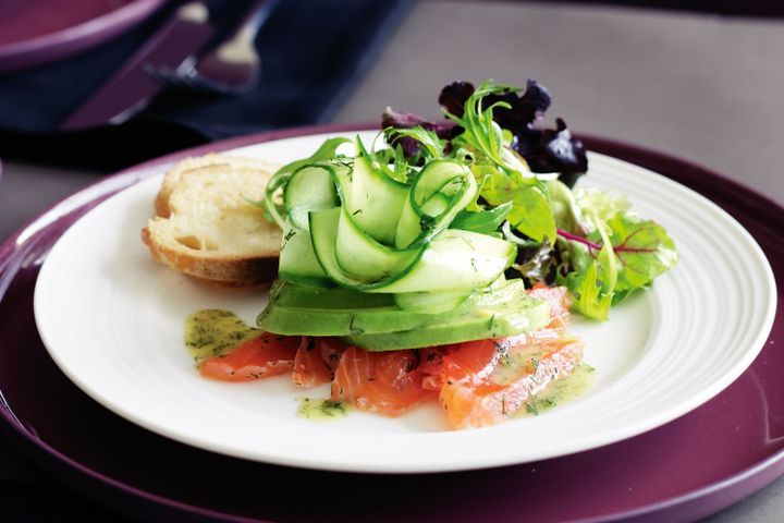 Cooking Fish Vodka-cured salmon salad with sweet mustard dressing