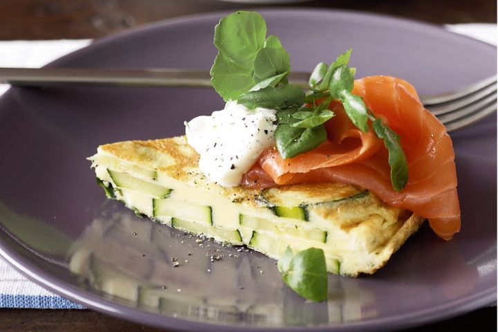 Cooking Fish Zucchini & dill frittata with smoked salmon