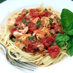 Cooking Health Basil Chicken over Angel Hair