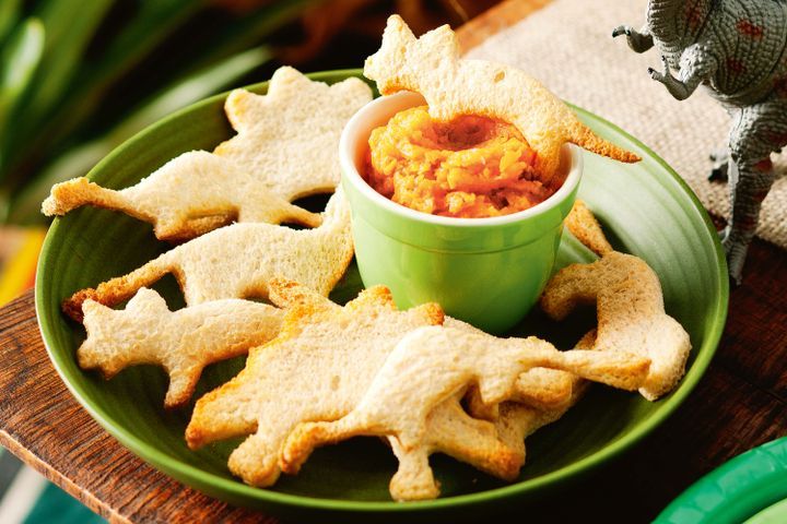 Cooking Child Dip with dino dippers