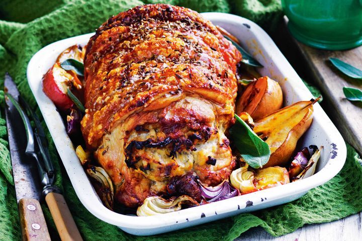 Cooking Meat Apple and hazelnut stuffed pork roast