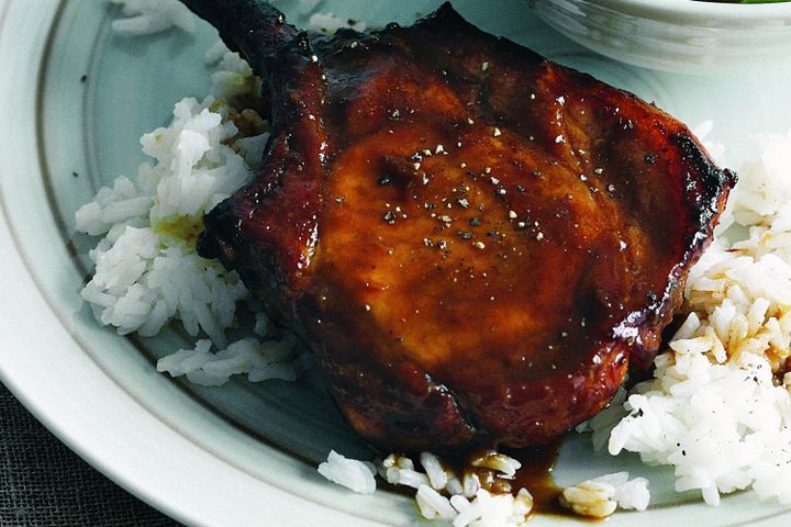 Cooking Meat Asian-glazed pork cutlets with orange and avocado salad