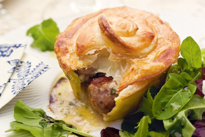 Cooking Meat Chicken, porcini and meatball pies