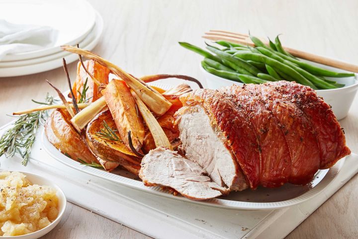 Cooking Meat Classic roast pork with autumn roast vegetables