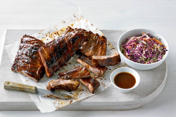 Cooking Meat Coke-braised pork ribs with mustard slaw