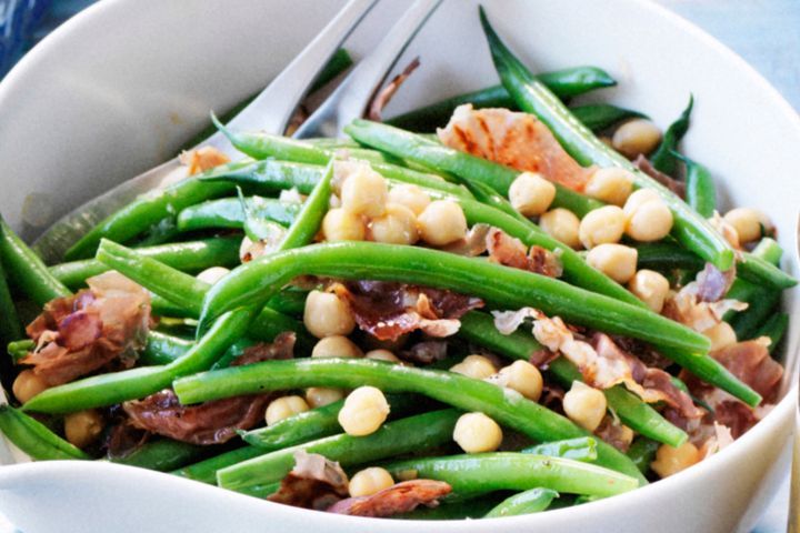 Cooking Meat Green bean, pancetta and chickpea salad