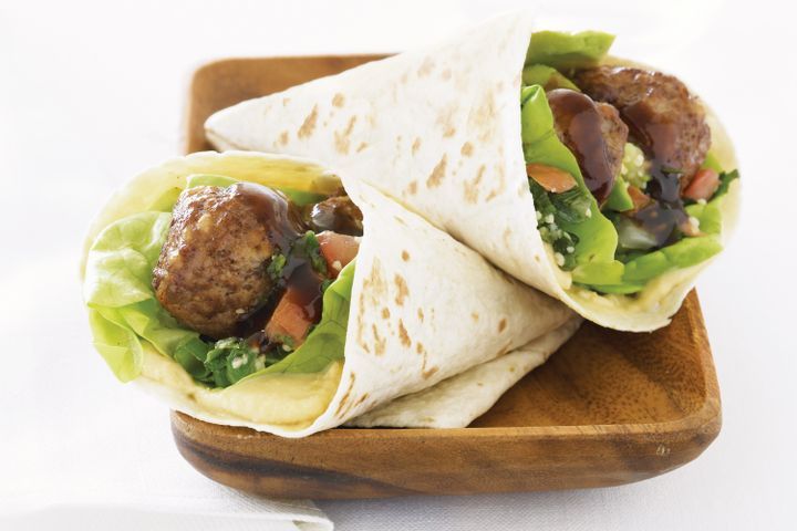 Cooking Meat Meatball & tabouli wrap