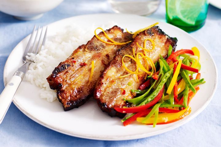 Cooking Meat Orange, chilli and ginger pork spare ribs