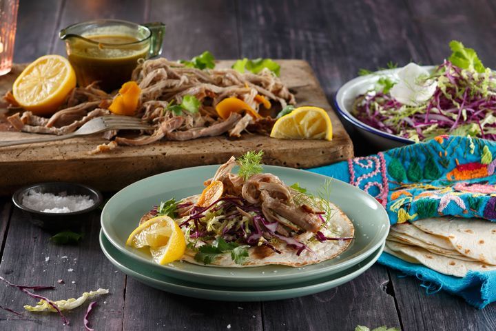 Cooking Meat Orange braised pulled pork tacos