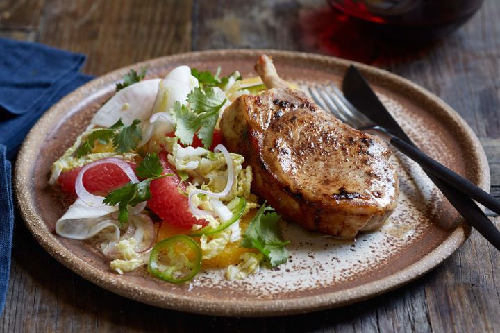 Cooking Meat Pan-roasted pork cutlets with citrus salad