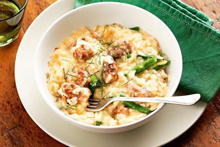 Cooking Meat Pork and fennel pressure-cooker risotto