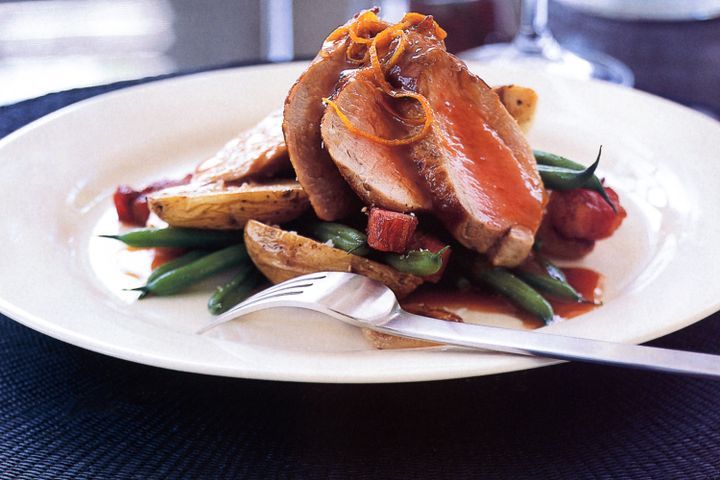 Cooking Meat Pork fillet with orange & quince glaze