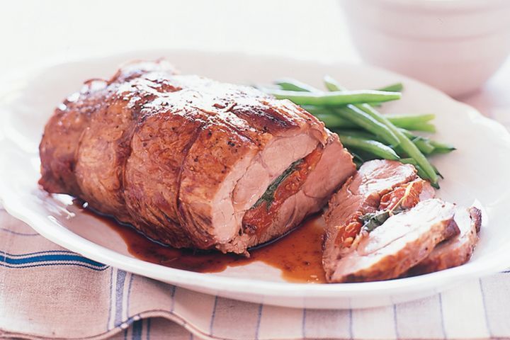 Cooking Meat Semi-dried tomato & spinach stuffed roast pork